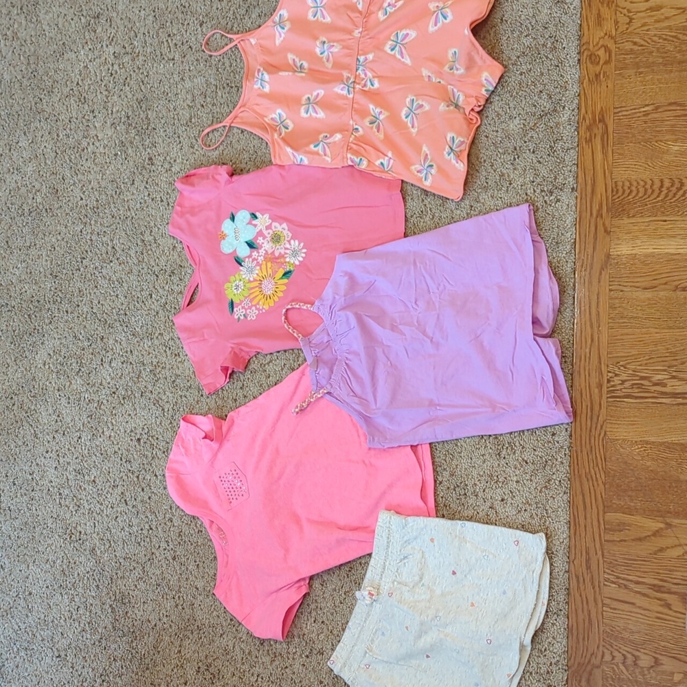 Lot of Girls Spring/Summer Short Sleeve Shirts/Skirt/Romper, Carter's Size 10